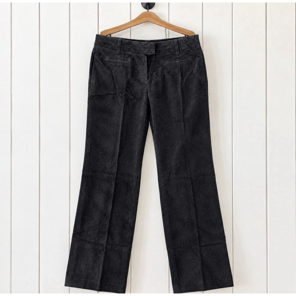 Larry Levine Women's Size 6 Black Corduroy Straight Leg Stretch Pants Mid Rise